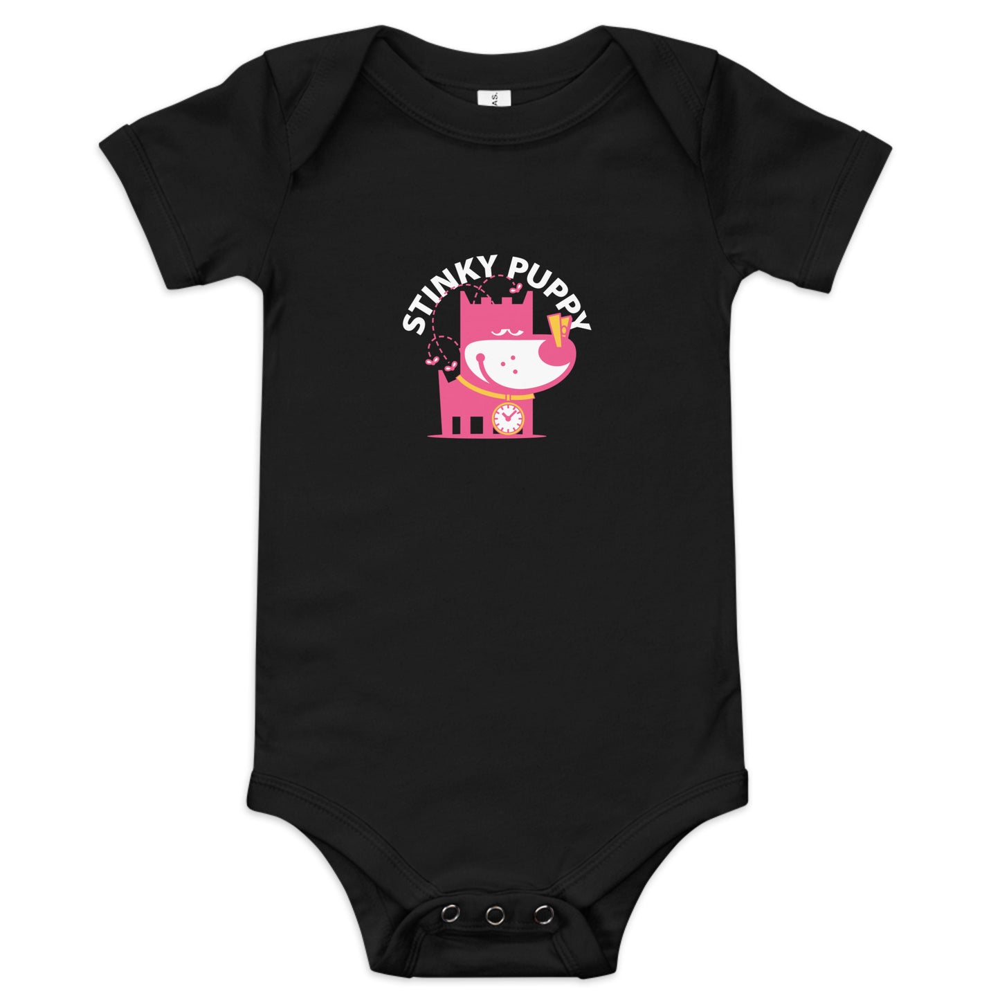 Stinky Puppy III . Baby Short Sleeve One Piece