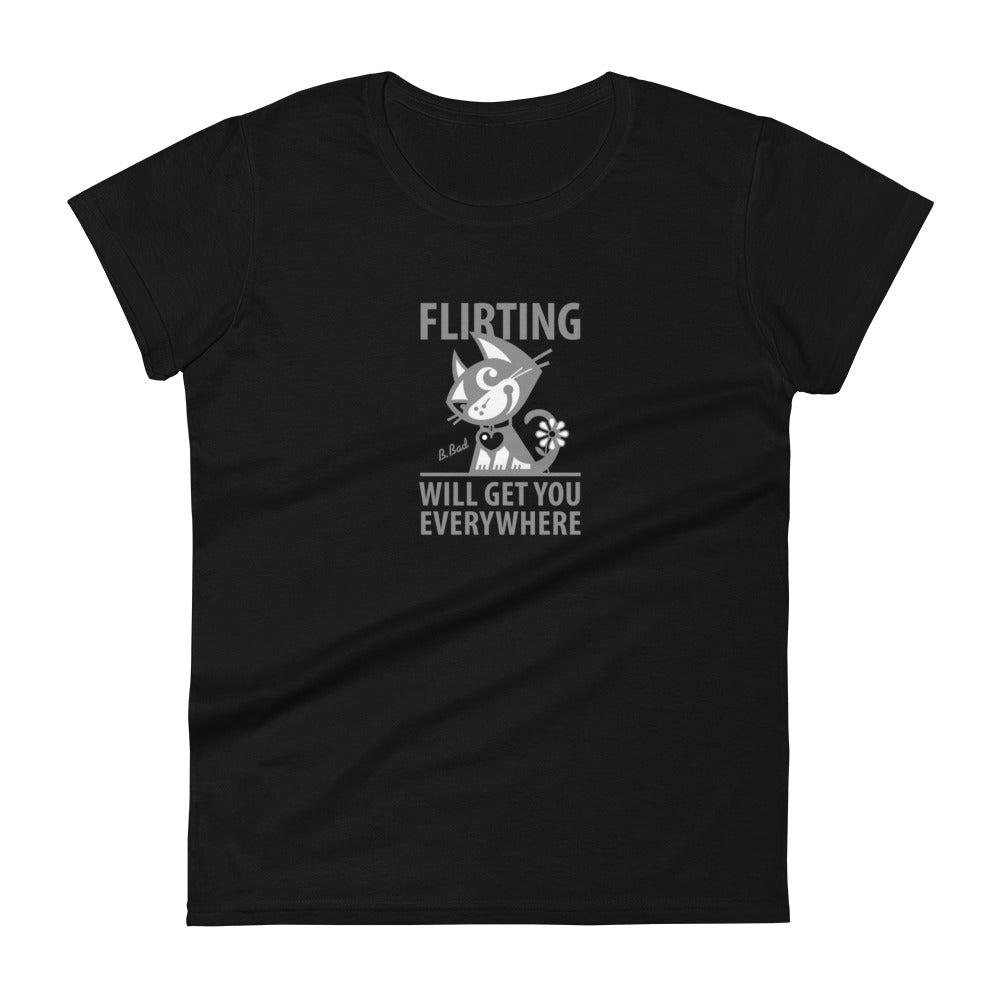 Betty Bad Kitty . Flirting V . Women's Short Sleeve T-Shirt