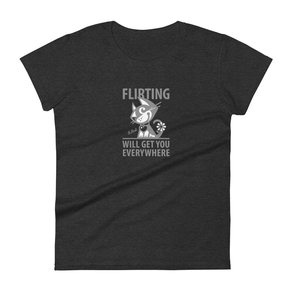 Betty Bad Kitty . Flirting V . Women's Short Sleeve T-Shirt