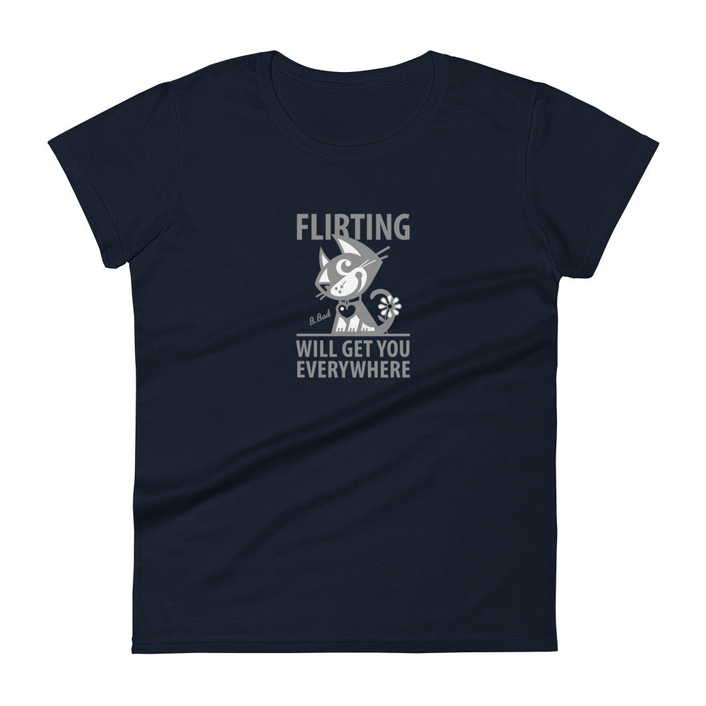 Betty Bad Kitty . Flirting V . Women's Short Sleeve T-Shirt