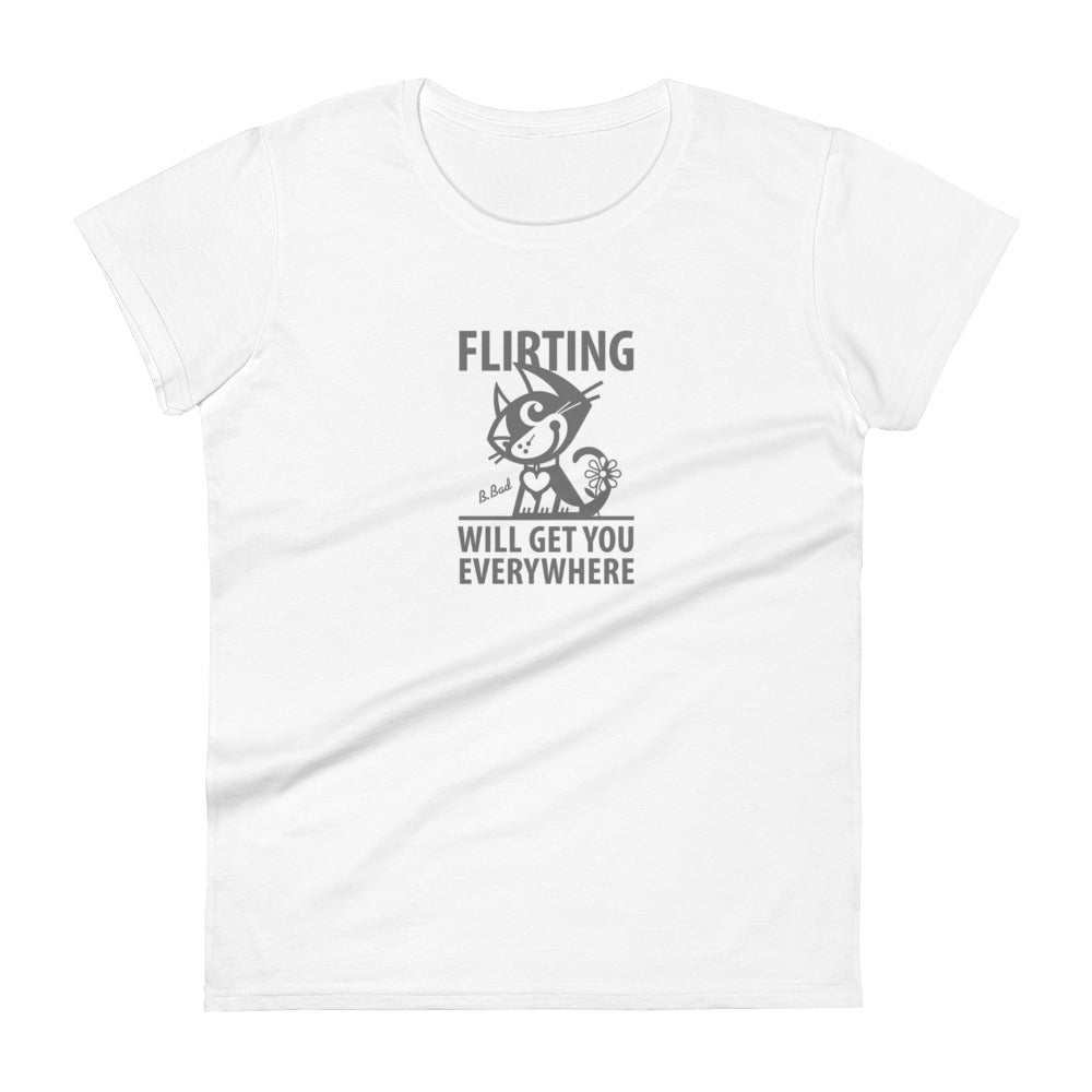 Betty Bad Kitty . Flirting V . Women's Short Sleeve T-Shirt