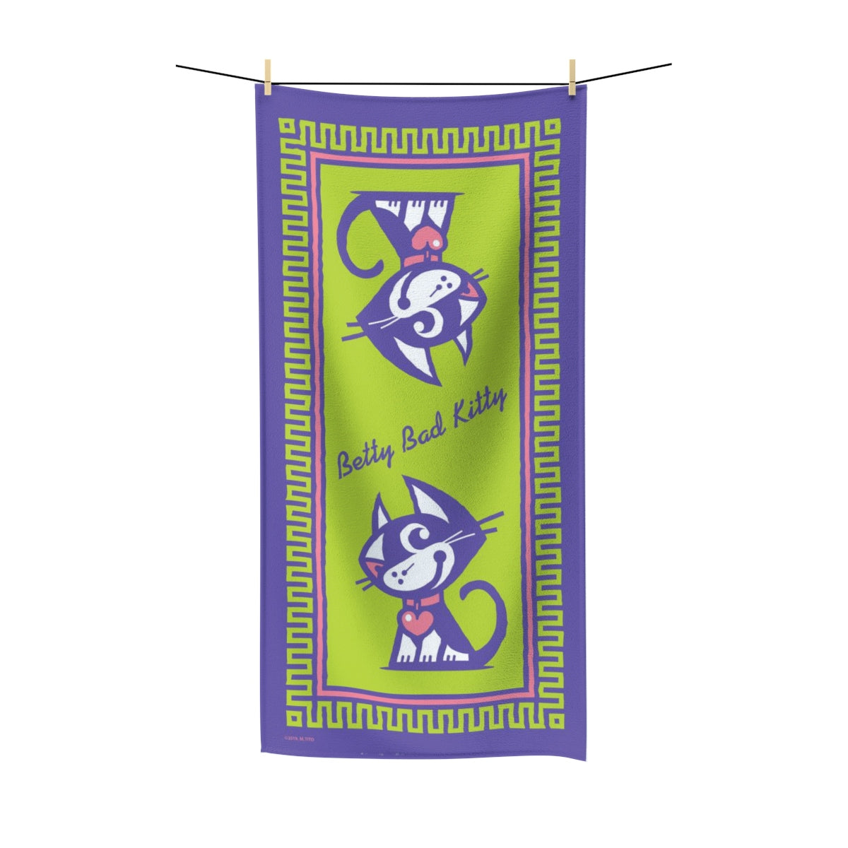 Betty Bad Kitty II . Polycotton Towel