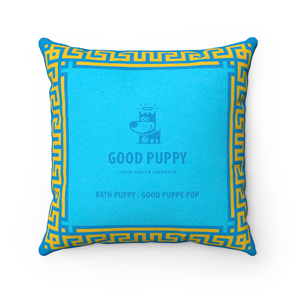 Bath Puppy Good Puppy Faux Suede Square Pillow Accent For Children's Bedroom Decor