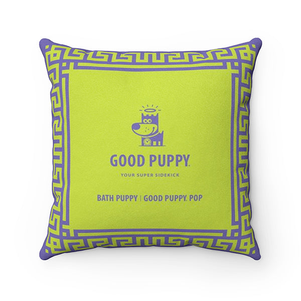 Bath Puppy Good Puppy Faux Suede Square Pillow Accent For Children's Bedroom Decor