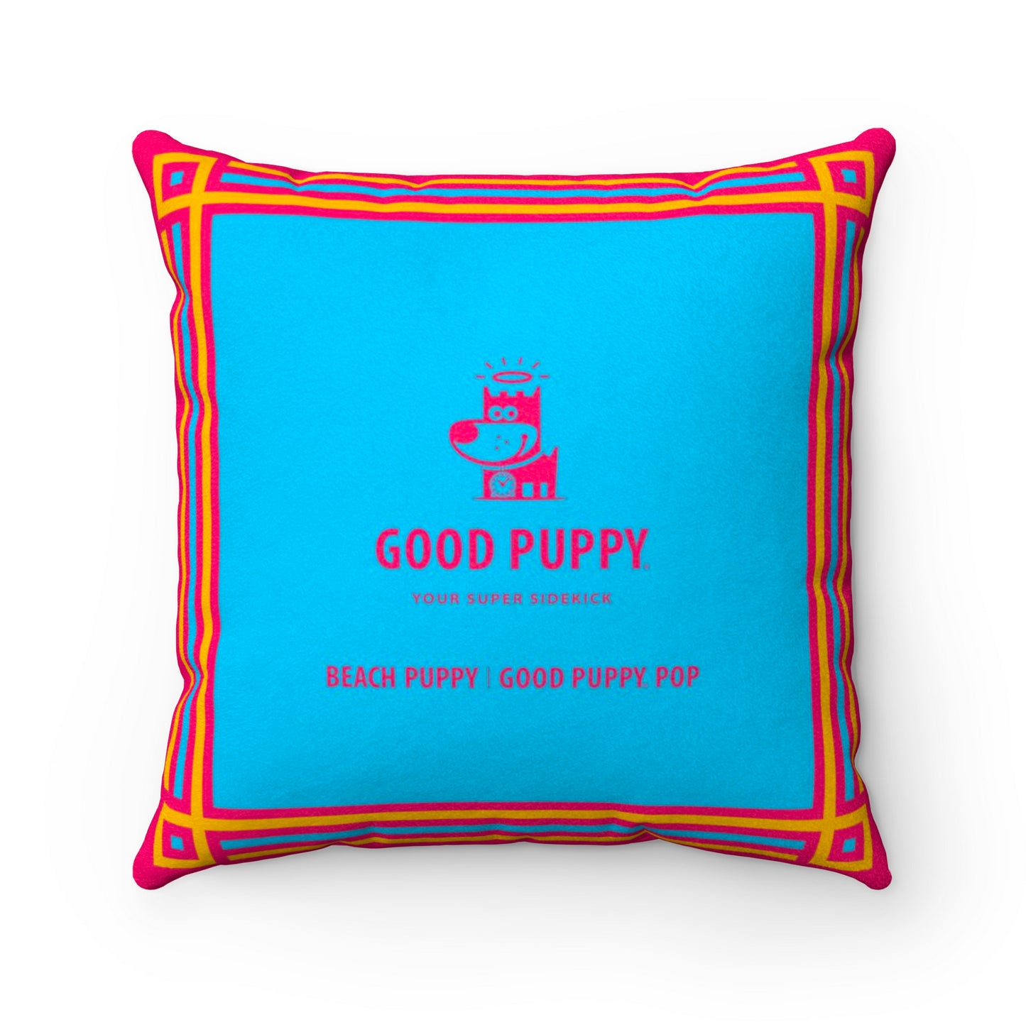 Beach Puppy - Good Puppy Faux Suede Square Pillow Accent For Children's Bedroom