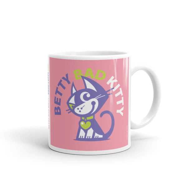 Betty Bad Kitty Good Puppy Children's Character Ceramic Mug Green Pink