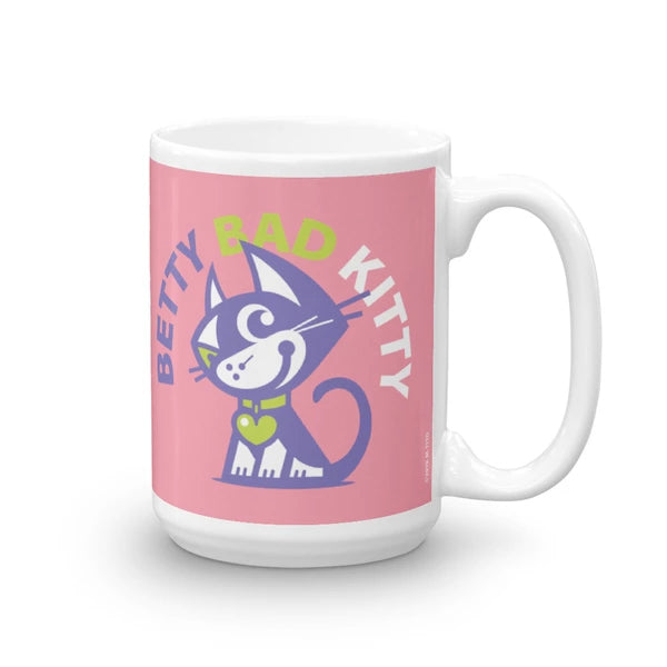 Betty Bad Kitty Good Puppy Children's Character Ceramic Mug Green Pink