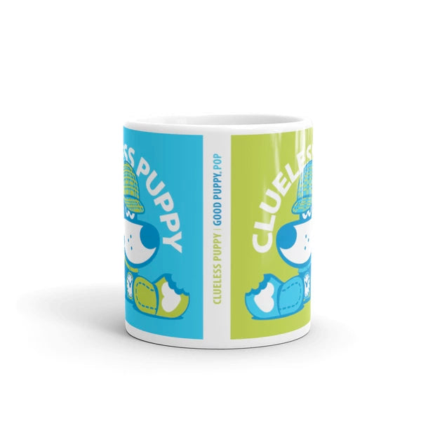 Clueless Puppy Good Puppy Children's Character Ceramic Mug Blue Green