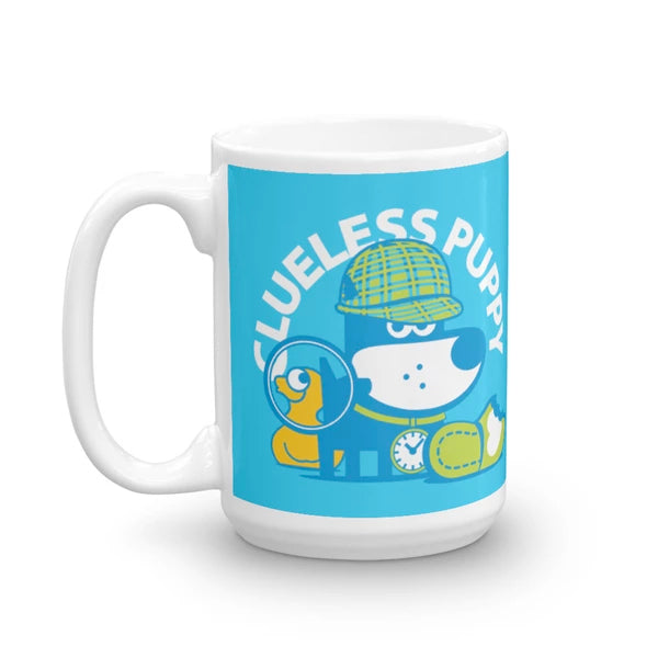Clueless Puppy Good Puppy Children's Character Ceramic Mug Blue Green