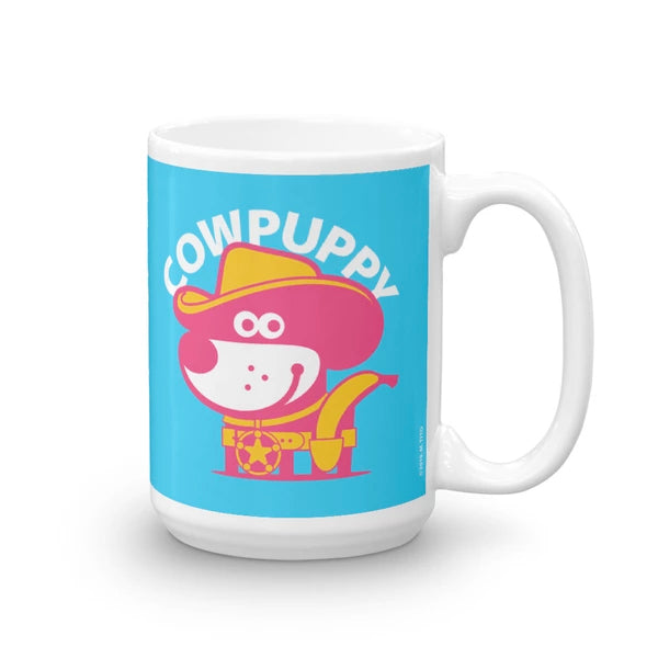 Good Puppy Children's Character Ceramic Mug Yellow Blue Hot Pink