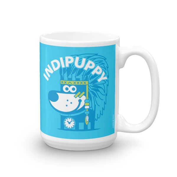 Good Puppy Children's Character Ceramic Mug Blue Green