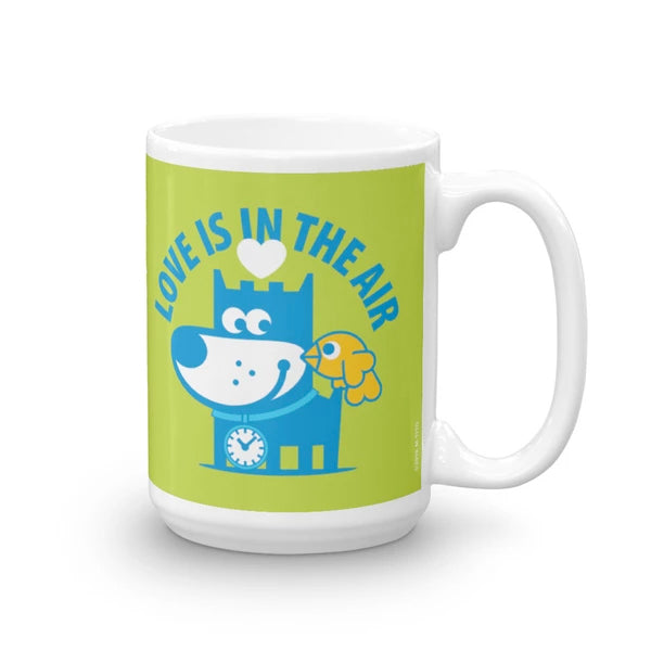 Love Gives You Wings - Good Puppy Children's Character Ceramic Mug Blue Green