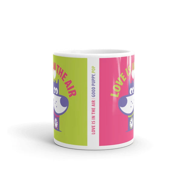 Love Is In The Air - Good Puppy Children's Character Ceramic Mug Purple Green