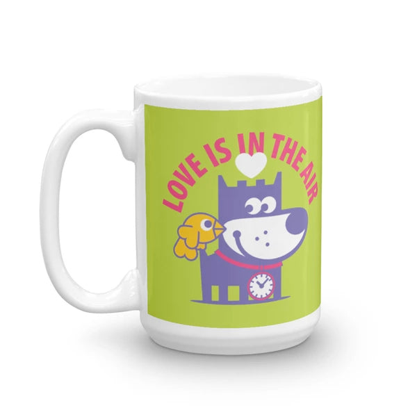 Love Is In The Air - Good Puppy Children's Character Ceramic Mug Purple Green