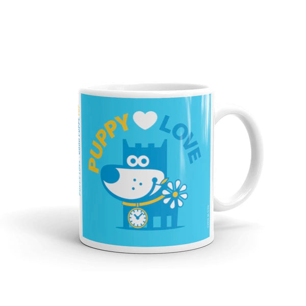 Puppy Love Good Puppy Children's Character Ceramic Mug Blue Yellow Purple