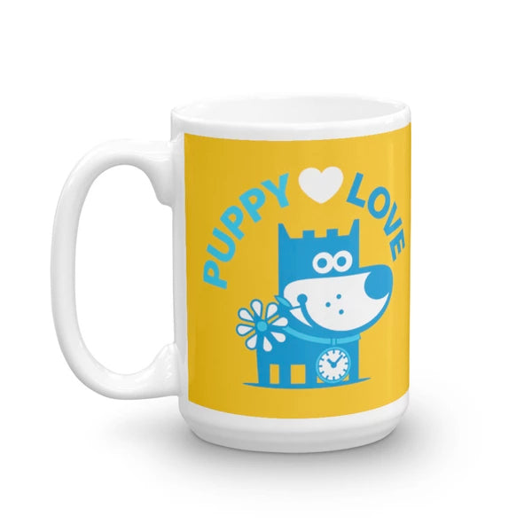 Puppy Love Good Puppy Children's Character Ceramic Mug Blue Yellow Purple