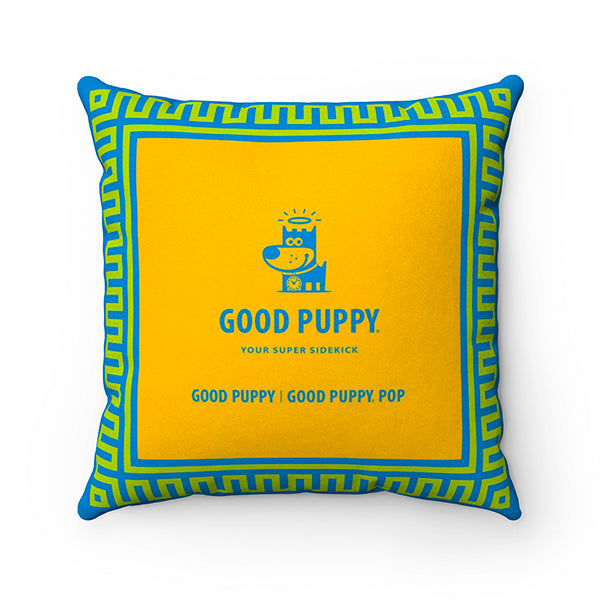 Good Puppy Faux Suede Square Pillow