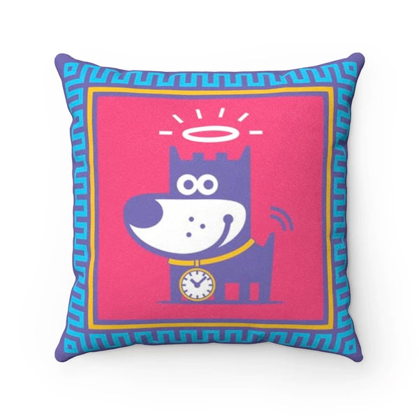 Good Puppy Faux Suede Square Pillow Accent For Children's Bedroomo