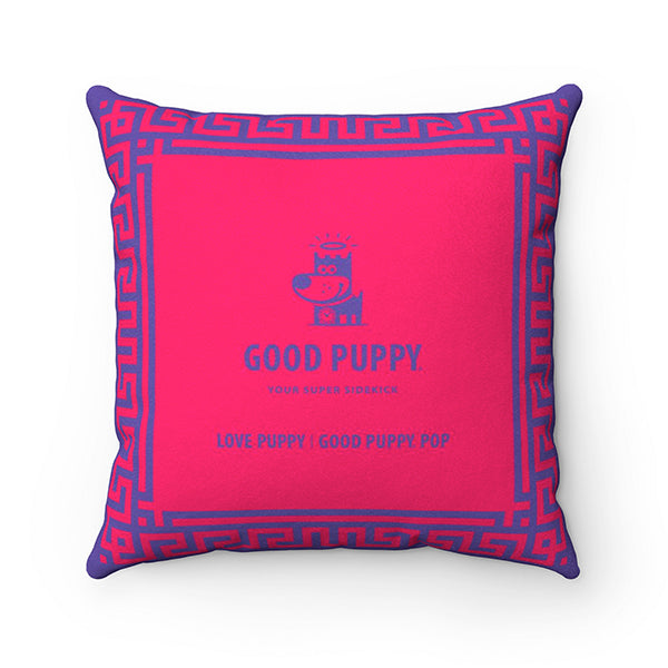 Love Puppy Good Puppy Faux Suede Square Pillow Accent For Children's Bedroom Decor