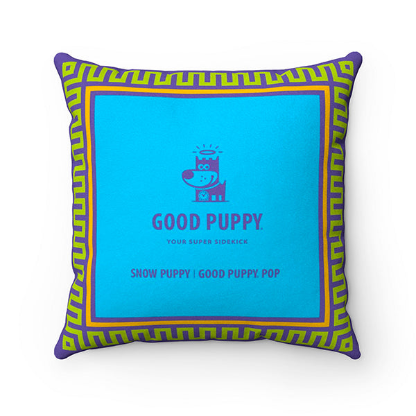 Snow Puppy Good Puppy Faux Suede Square Pillow Accent For Children's Bedroom Decor