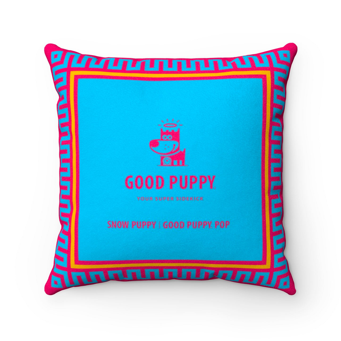 Snow Puppy Good Puppy Faux Suede Square Pillow Accent For Children's Bedroom Decor