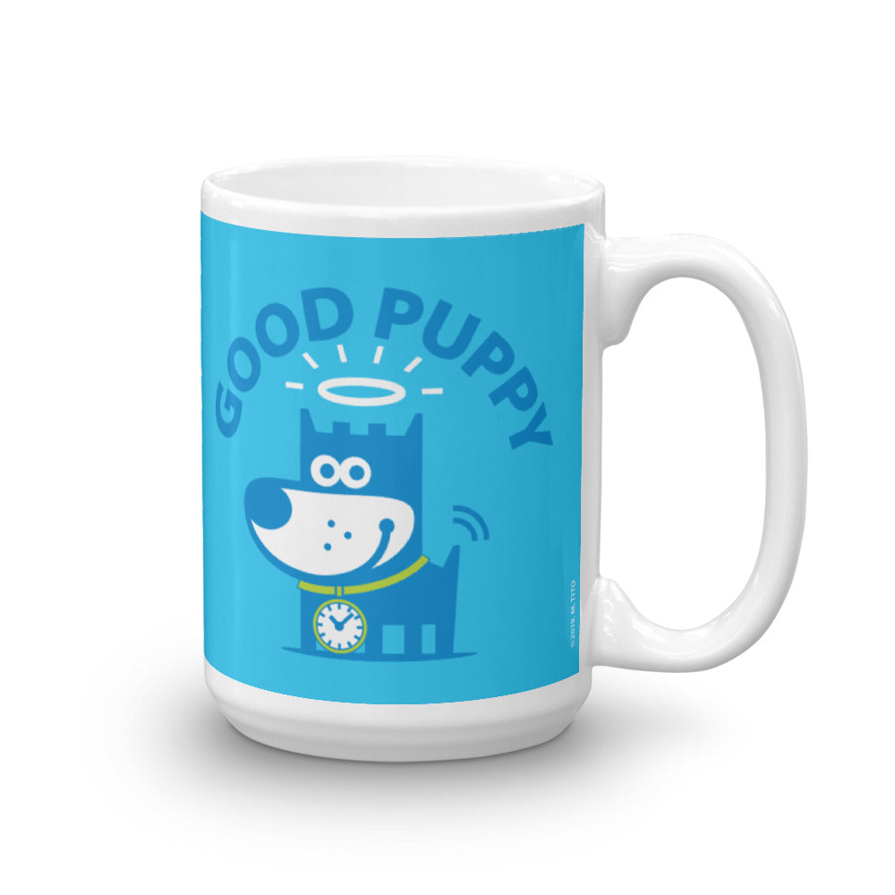 Good Puppy Children's Character Ceramic Mug Yellow Blue Hot Pink