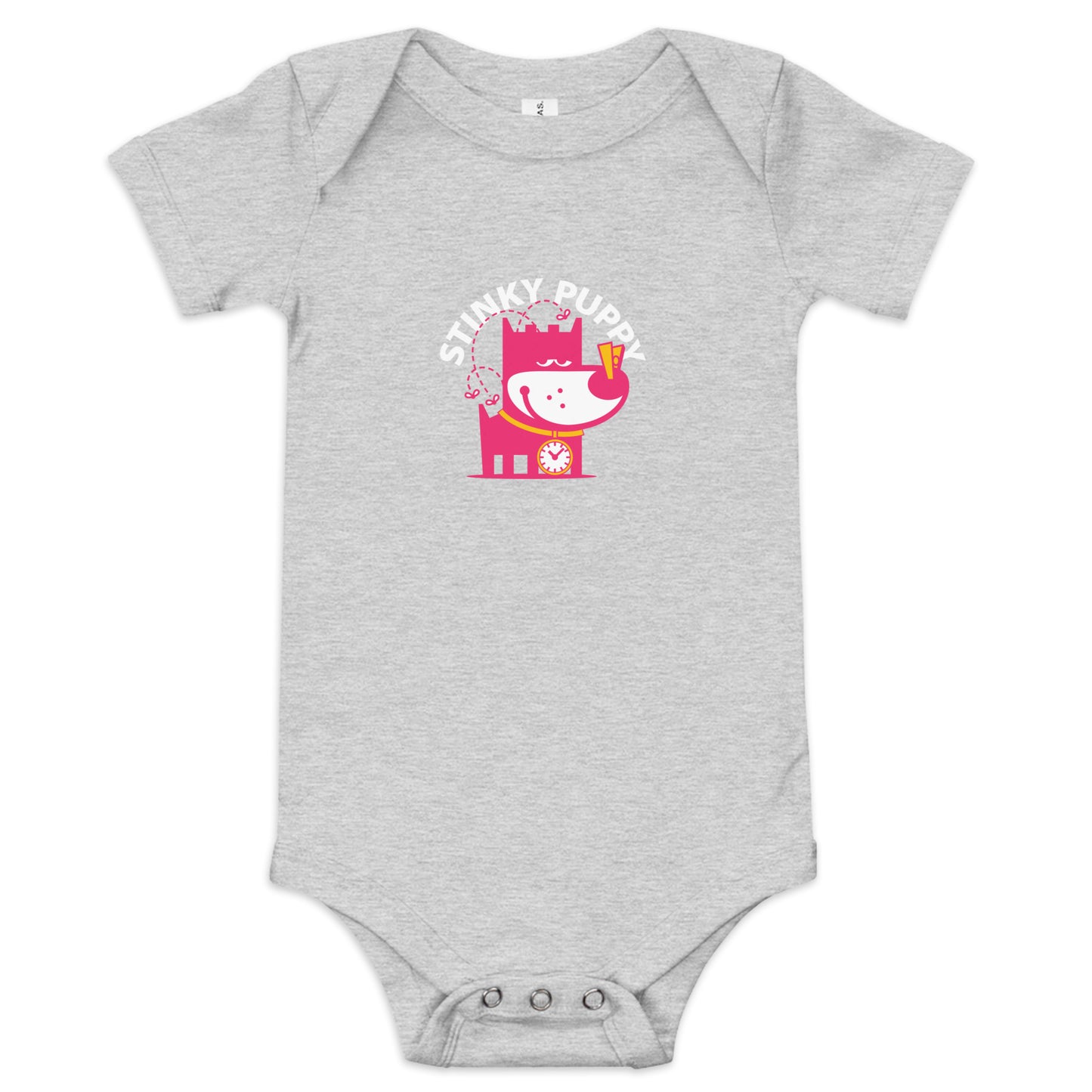 Stinky Puppy III . Baby Short Sleeve One Piece