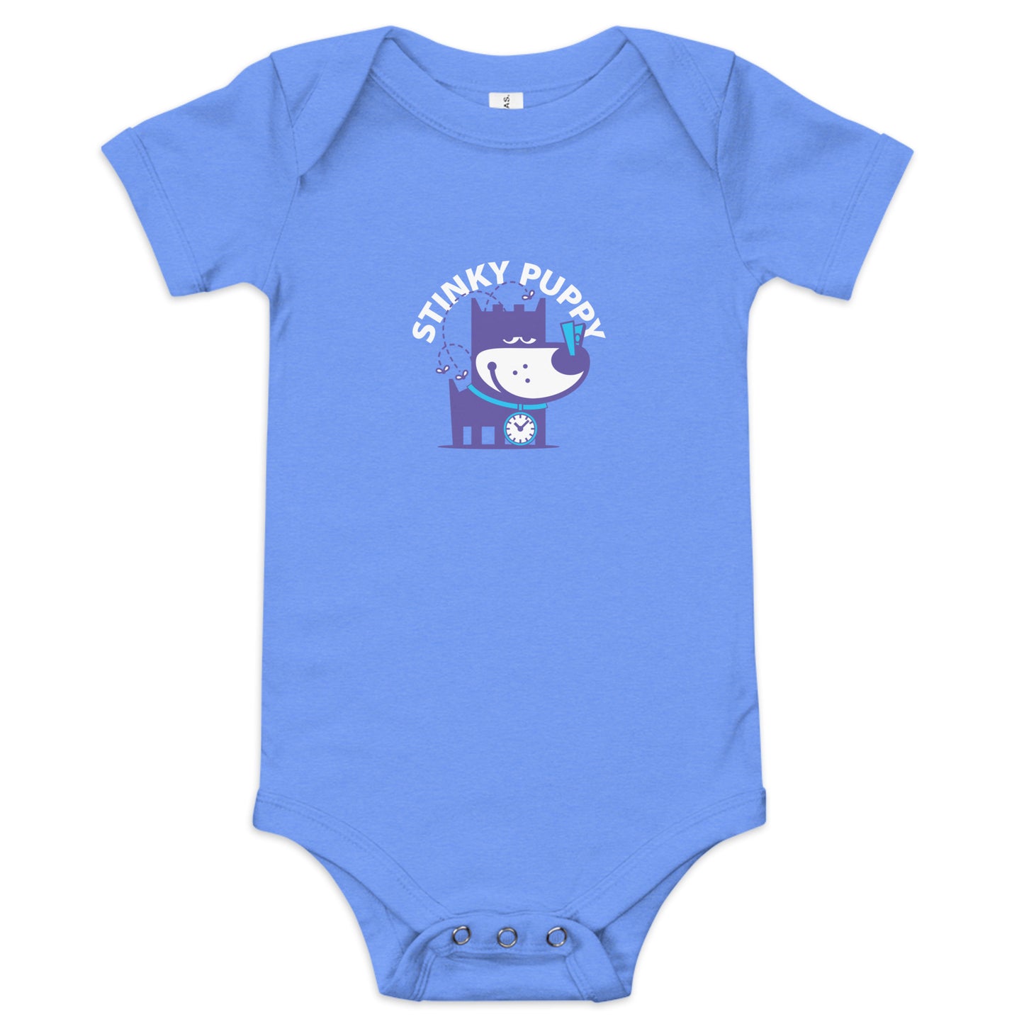 Stinky Puppy II . Baby Short Sleeve One Piece