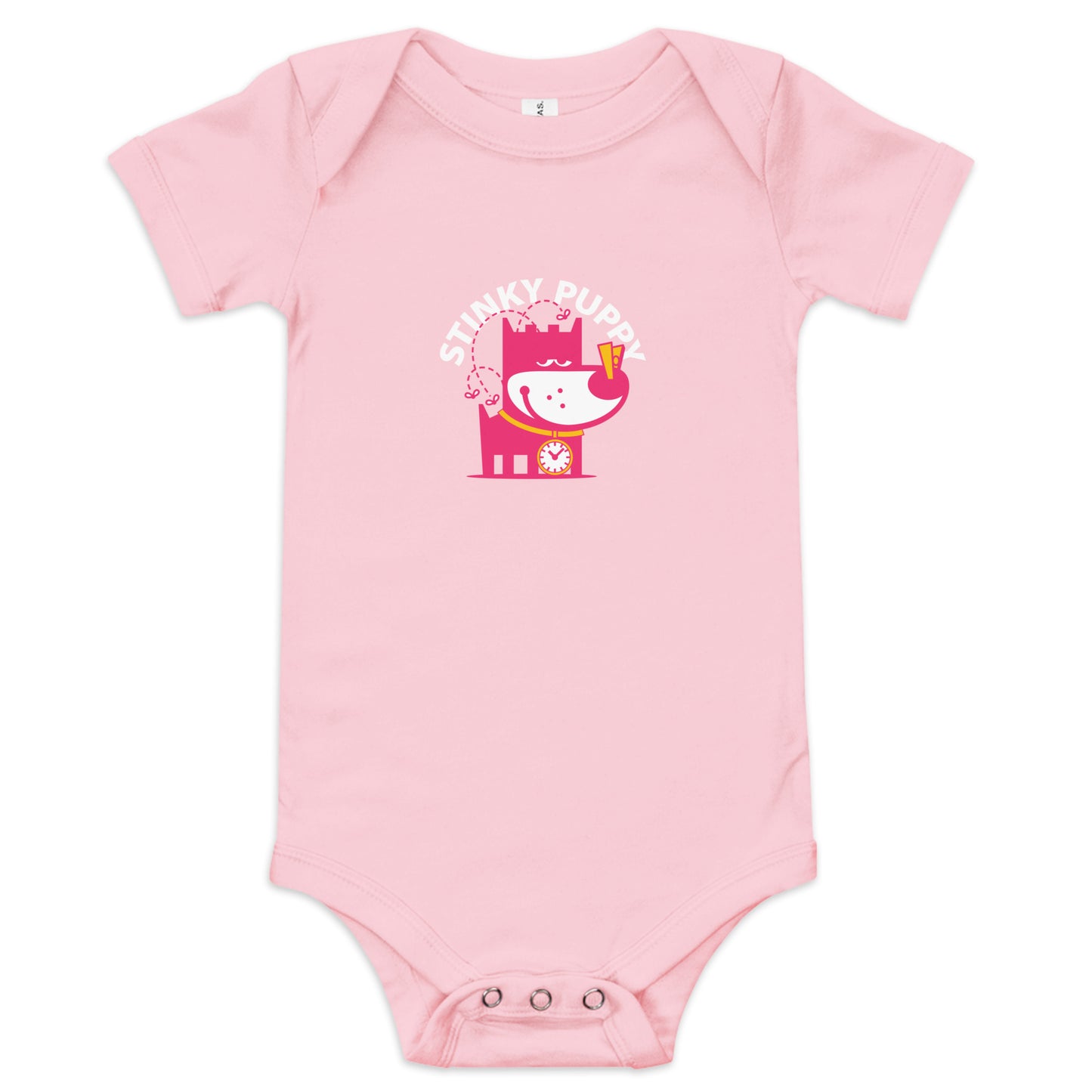 Stinky Puppy III . Baby Short Sleeve One Piece