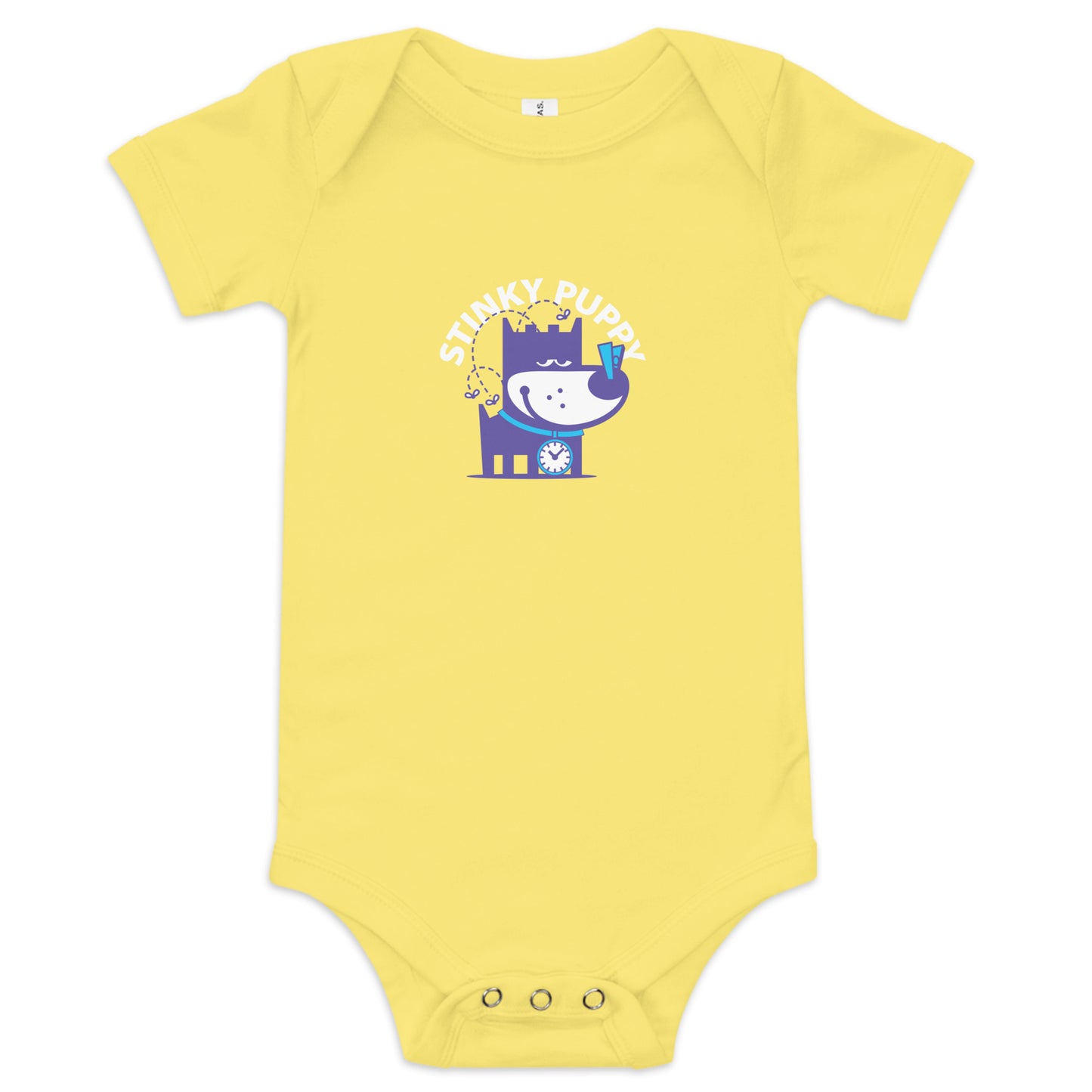 Stinky Puppy II . Baby Short Sleeve One Piece