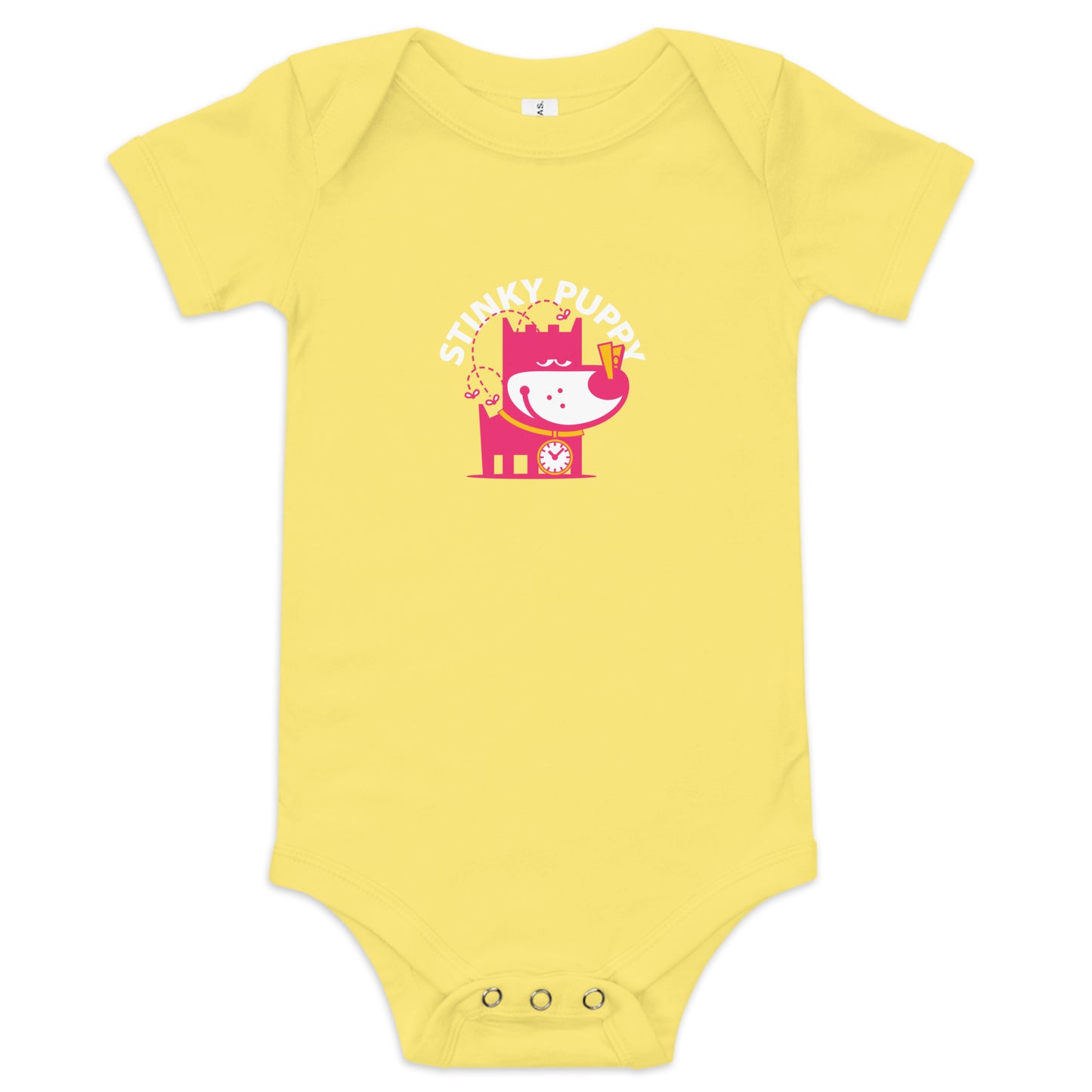 Stinky Puppy III . Baby Short Sleeve One Piece