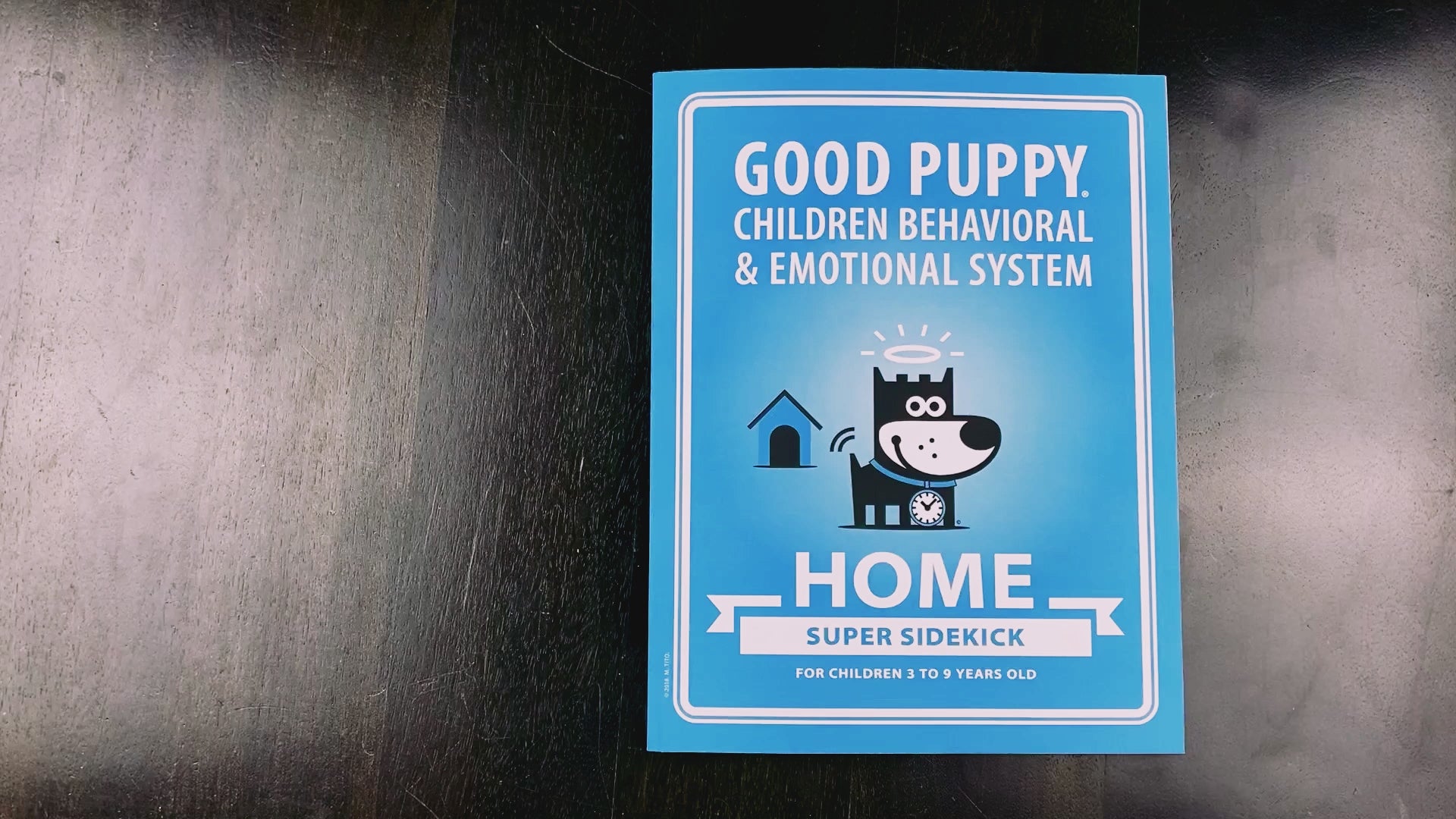 The video showcases the "Good Puppy Home Super Sidekick" book. Each page is flipped, revealing colorful illustrations and various tools for managing child behavior and emotions. The content includes avatars, time blocks, personality charts, and reward systems, all featuring the Good Puppy character. The video highlights the book's engaging activities and educational materials designed for children aged 3 to 9 years old, providing a comprehensive overview of the system's features and benefits.