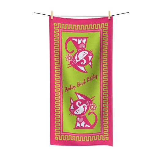 Betty Bad Kitty Flower III . Polycotton Towel