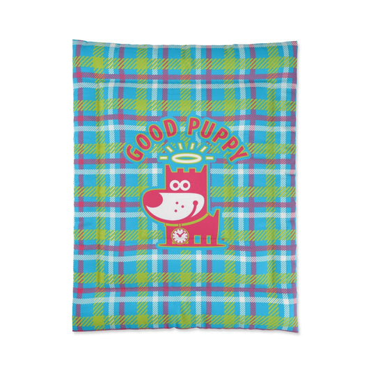 Good Puppy Plaid III Green . Comforter . Small