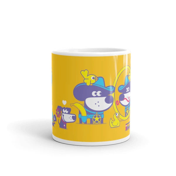 The Good Puppy Gang Children's Ceramic Mug Yellow and Purple