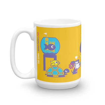 The Good Puppy Gang Children's Ceramic Mug Yellow and Purple