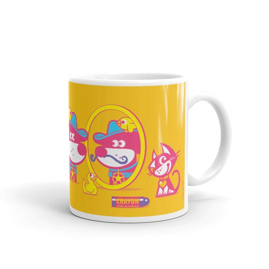 The Good Puppy Gang Children's Ceramic Mug Yellow and Hot Pink