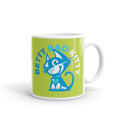 Betty Bad Kitty Good Puppy Children's Character Ceramic Mug Green Blue