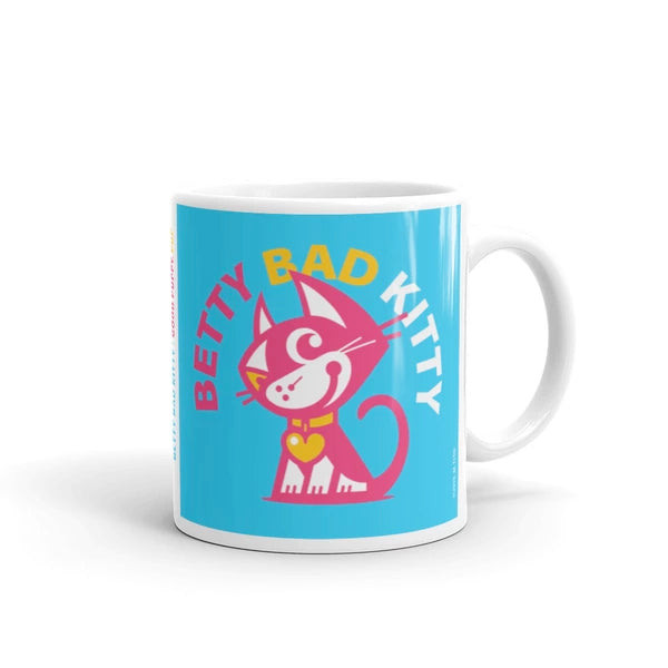 Betty Bad Kitty Good Puppy Children's Character Ceramic Mug Orange Blue Hot Pink