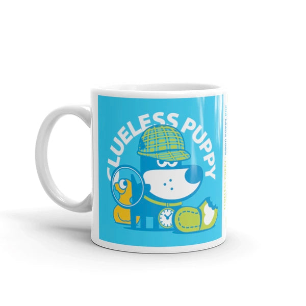 Clueless Puppy Good Puppy Children's Character Ceramic Mug Blue Green