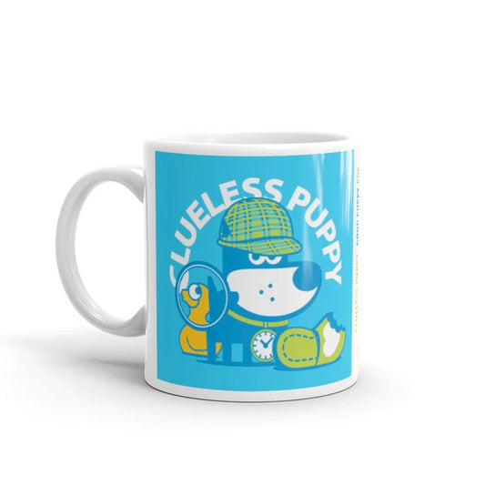 Clueless Puppy Good Puppy Children's Character Ceramic Mug Blue Green