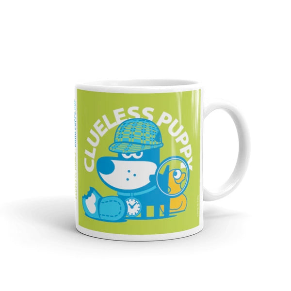 Clueless Puppy Good Puppy Children's Character Ceramic Mug Blue Green