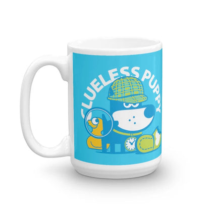 Clueless Puppy Good Puppy Children's Character Ceramic Mug Blue Green