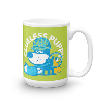 Clueless Puppy Good Puppy Children's Character Ceramic Mug Blue Green