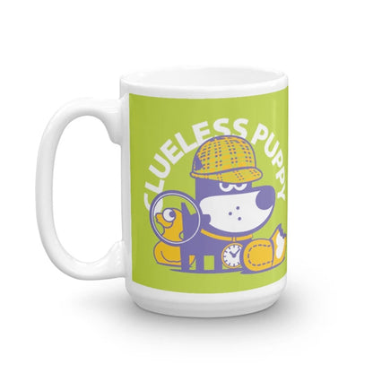 Clueless Puppy Good Puppy Children's Character Ceramic Mug Purple Green Orange