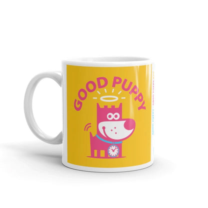 Good Puppy Children's Character Ceramic Mug Yellow Blue Hot Pink