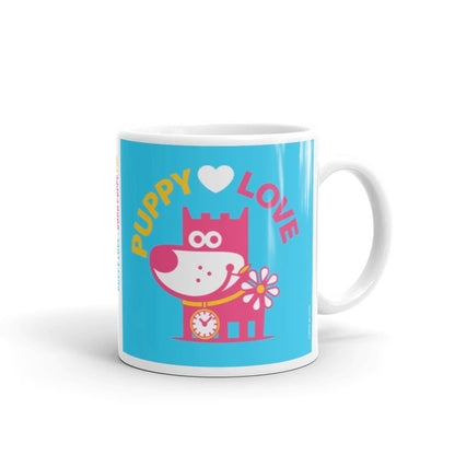 Puppy Love Good Puppy Children's Character Ceramic Mug Yellow Blue Hot Pink