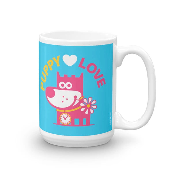 Puppy Love Good Puppy Children's Character Ceramic Mug Yellow Blue Hot Pink