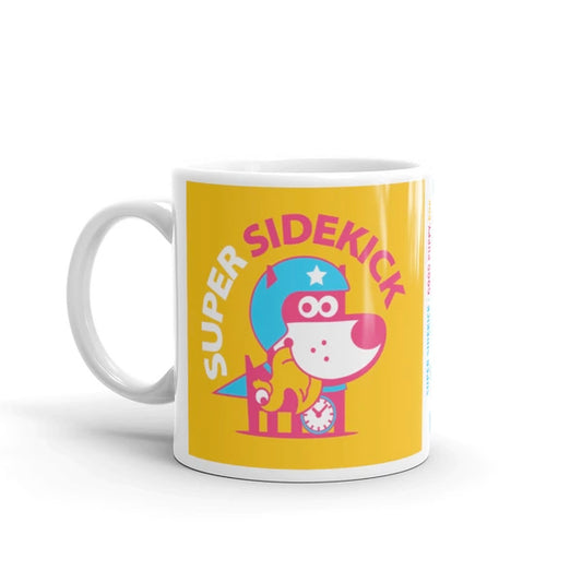 Super Sidekick Children's Character Ceramic Mug Blue Yellow Hot Pink