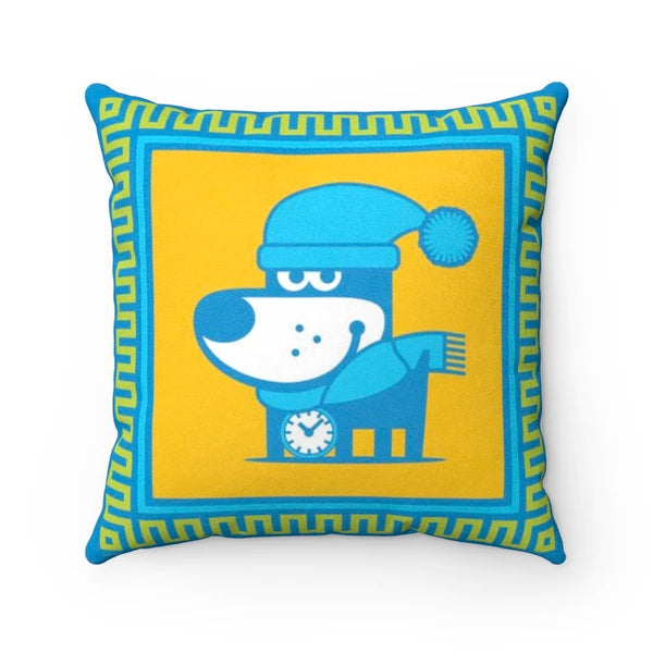 Snow Puppy Good Puppy Faux Suede Square Pillow Accent For Children's Bedroom Decor